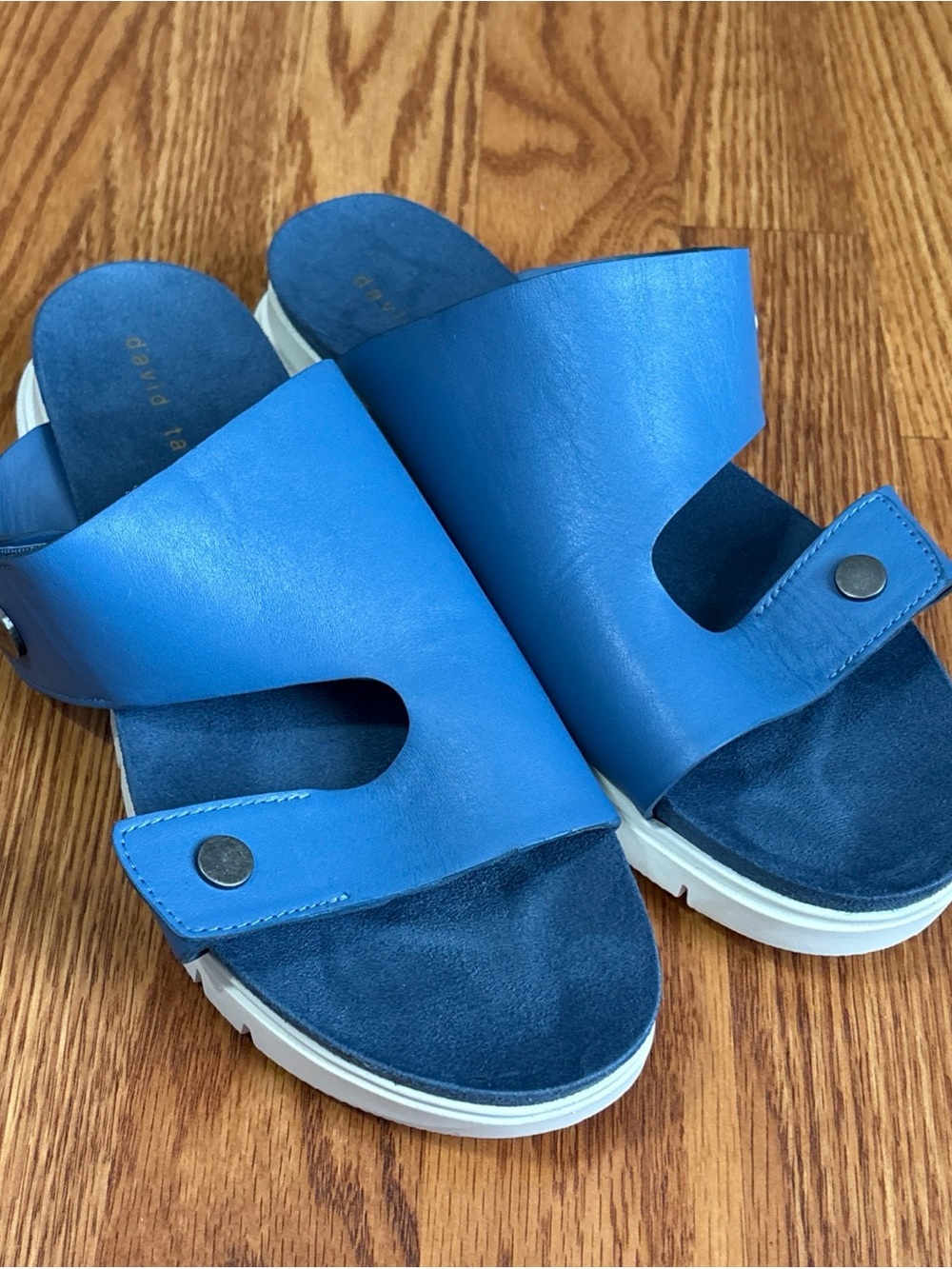 David Tate Blue Strappy Slip On Lightweight Soft Sandal Women's Size 9.5WW